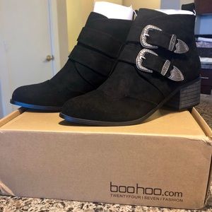 Western Buckle Chelsea Boot - suede